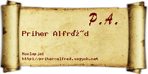 Priher Alfréd névjegykártya